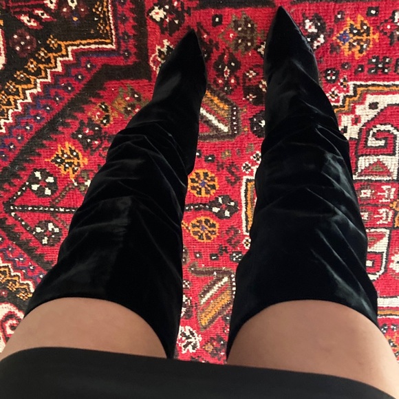 YSL Saint Laurent Niki Thigh High Boots Velvet 37 - Picture 7 of 7